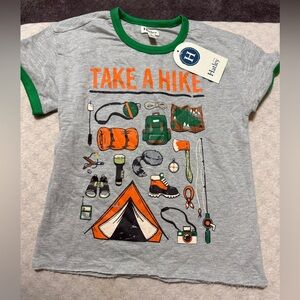 Hatley Grey Tee with Orange & Green 'Take A Hike' Graphic